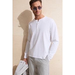 Camiseta de Manga Larga con Cuello Mao de Algodón Orgánico Suave para Hombre GRIMELANGE BOHINJ - Product Image 2