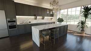 แผ่นควอตซ์พิมพ์ลาย Tikal สำหรับเคาน์เตอร์ครัวและท็อปโต๊ะเครื่องแป้ง หนา 2 ซม. 3 ซม. ขัดเงา หินสำเร็จรูปสำหรับงานก่อสร้าง - Product Image 4