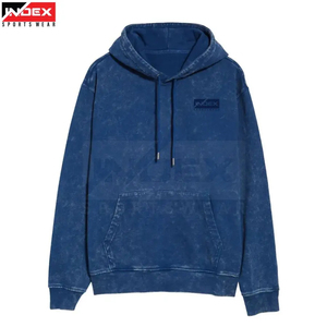 Sweat-shirt à capuche pour homme Index, bleu uni, 100% coton, French Terry, coupe ample décontractée, avec poche, pour l'automne - Product Image 1