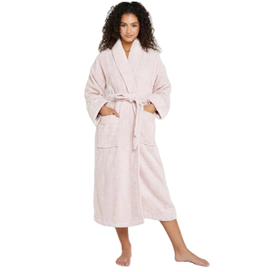 Albornoz Térmico de Algodón de Lujo para Mujer, Largo hasta la Rodilla, Personalizable con Bordado Frontal, de Alta Calidad, con Bolsillos, Venta al por Mayor - Product Image 1