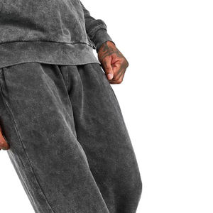 Chándal de Jersey de alta calidad para hombre, Sudadera con capucha desgastada lavada de gran tamaño personalizada, logotipo de algodón, hombros caídos, con capucha de talla grande - Product Image 3