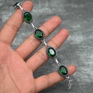 Pulsera de Diopsido Cromado, Plata de Ley 925, Pulsera de Piedras Preciosas Hecha a Mano, Joyería, Regalo de Navidad para Ella, Mujeres - Product Image 5