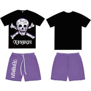 Factory Customize DTG Printing Logo <b>Mens</b> <b>Summer</b> Two Piece Shorts Sets Acid Wash Shorts T <b>Shirt</b> and Shorts <b>Men</b> Set - Product Image 1