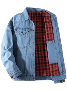 Veste en jean vintage personnalisée pour hommes, toile de coton solide décontractée avec col montant et boutons, nouveau style vintage - Product Image 2