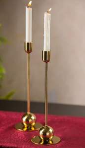 Modern Matte Gold Spindle Sculptural Taper Candle Stand Crystal Candle Holders & Lanterns for <b>Christmas</b> Occasions - Product Image 4