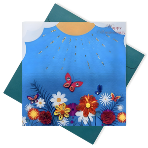 การ์ดอวยพรกระดาษงานฝีมือแบบเวียดนามการ์ดประดับดอกไม้เป็นของขวัญ-GFV019 - Product Image 1