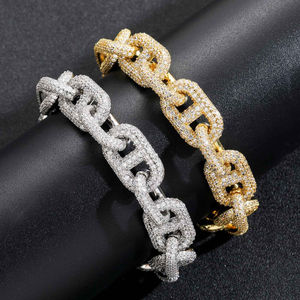Pulsera de diamante de eslabones cubanos de Hip Hop chapada en oro blanco con personalización personalizada para hombres-Joyería de fiesta - Product Image 2