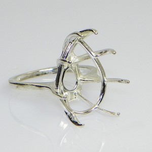 แหวนเงินแท้สำหรับผู้หญิง925ขนาด12x8มม. ทรงลูกแพร์กึ่งเมาต์มีง่าม8ง่ามการตั้งค่าอัญมณีล่วงหน้า - Product Image 1