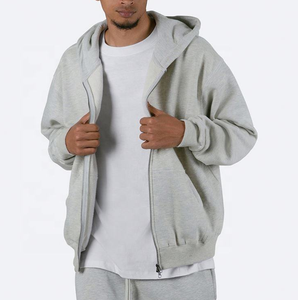Peso pesado 100% algodón de gran tamaño con cremallera Unisex personalizado polar impresión en blanco cremallera completa hombres Sudadera con capucha DDP envío - Product Image 2