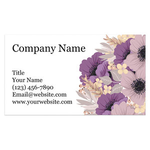 Supere las expectativas Tarjetas de visita impresas personalizadas en 300gsm Sturdy Stock Purple Floral Business Card - Product Image 4