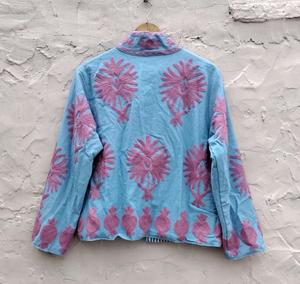 Handmade Boho Quilted Winter <b>Jacket</b> for <b>Women</b> 100% Cotton with Floral Suzani Embroidery Wool Lining Indian Style Coats - Product Image 2