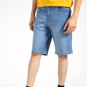 Pantalones cortos de mezclilla ajustados de verano para hombre, ropa de calle OEM cómoda de algodón azul de diseño personalizado, pantalones vaqueros informales de alta calidad - Product Image 5