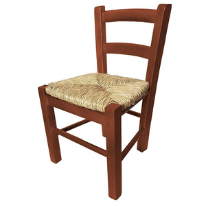 Piccola sedia in legno di faggio di fabbricazione italiana con seduta in paglia intrecciata a mano 30x24x52 cm colore noce scuro mobili per la casa - Product Image 1