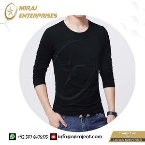 T-shirt mince à manches longues pour hommes de haute qualité Pure Ringer Color avec O Neck Wholesale OEM Tricoté Tissu T-Shirt - Product Image 4