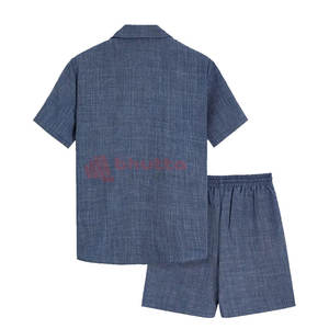 Conjuntos de pantalones cortos informales transpirables de algodón de verano de alta calidad para hombres, camiseta de manga estampada, pantalones cortos sólidos de talla grande, ropa al por mayor - Product Image 2