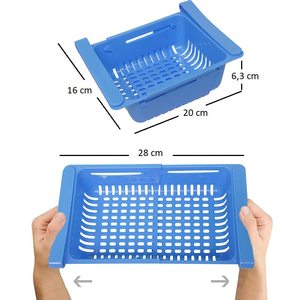 4 Organisateurs de réfrigérateur extensibles et peu encombrants de 20 à 28 cm en 4 couleurs (bleu/blanc/beige) Stockage et récipient d'aliments - Product Image 2