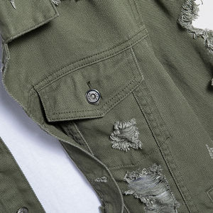 Veste en jean bleu délavé sur mesure de haute qualité 2025 pour hommes, designs OEM, vente en gros, col montant à capuche - Product Image 4