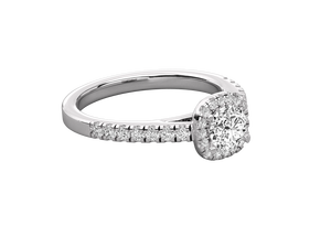 Bague de fiançailles en or massif plaqué 14 carats avec diamant de laboratoire taille radiant, serti en grappe, certifiée IGI, pour femme, Inde - Product Image 3