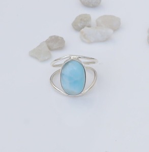 925 Stamp Best Quality Wedding Gift Designer Jewelry <b>Ring</b> 925 Sterling Silver Handmade Gemstone Larimar <b>Spinner</b> Promise <b>Ring</b> - Product Image 2