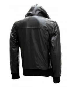 Blouson Bomber en Cuir Véritable pour Homme avec Capuche – Veste Décontractée Style Streetwear et Motard à Fermeture Éclair – Manteau Tendance – Vente en Gros - Product Image 2