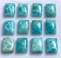 Larimar Natural Cabujón para Joyería, Gema Azul en Forma de Cojín 10x14mm 6mm, Opalescente, Diseño Único, Encerado/Engrasado, Venta al por Mayor