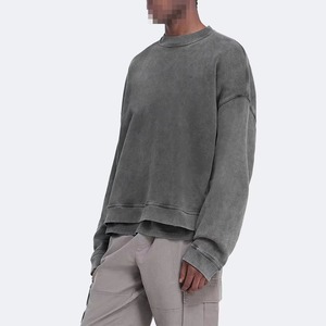 Sudadera Personalizada para Hombre, Estilo Holgado, Lavado Ácido, Cuello Redondo, Algodón, Felpa Francesa, Gruesa, Bordada, con Capucha - Product Image 4