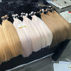 Extensions de cheveux Remy 100% vierges, double trame, cheveux humains vierges, fabrication vietnamienne, blond, ondulation soyeuse, haute qualité - Product Image 1