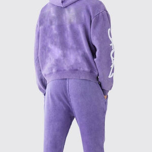 Conjunto Deportivo de Hombre de 2 Piezas, Estilo Nuevo, Informal de Invierno, Color Sólido, con Logotipo Personalizado, 100% Algodón, Pantalones Deportivos Acampanados, Sudadera con Capucha, Ropa Urbana - Product Image 3