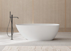 Baignoire autoportante rectangulaire moderne en pierre artificielle écologique 1,6 m avec drain, surface solide de luxe pour hôtel et villa - Product Image 6