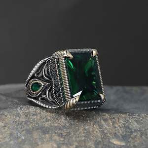 Bague pour homme en argent sterling 925 de haute qualité, style ottoman, Azuris VALKH1865, pierre naturelle de Turquie, bijoux de mode - Product Image 2