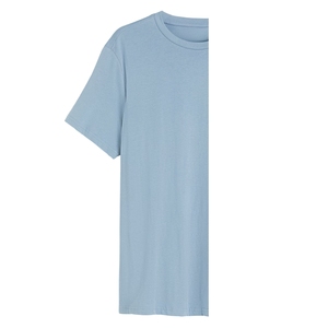 เสื้อยืดลำลองผู้ชายไซส์ใหญ่ คุณภาพสูง ปรับแต่งโลโก้ได้ สีน้ำเงินล้วน 220gsm ผ้าฝ้ายออร์แกนิค 100% ปักลาย - Product Image 2