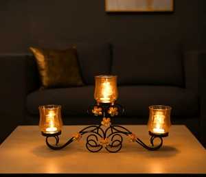 3 Porte-bougie votif en verre noir brillant, brillance moderne, porte-bougie en verre noir brillant, porte-bougie chauffe-plat - Product Image 1