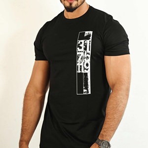 เสื้อยืดผ้าฝ้ายโพลีเอสเตอร์แบบสะพายไหล่ของผู้ชาย OEM เสื้อยืดกันการพองที่ทนทานสีทึบออกแบบโลโก้ได้เองจากเสื้อผ้า - Product Image 3