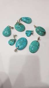 Pendentif minimaliste unisexe en argent sterling 925 avec pierres naturelles Lapis Lazuli, Turquoise, Pierre du Soleil et Rhodochrosite, pour la guérison - Product Image 3