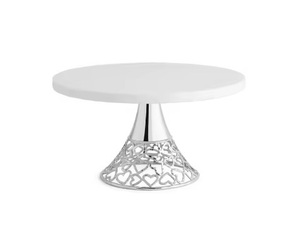 Support de gâteau rond en marbre blanc décoratif pour mariage avec base papillon en métal doré pour décoration de centre de table - Product Image 1