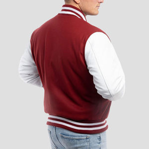 Veste universitaire décontractée pour hommes, rouge, blanc, personnalisée Letterman Baseball Bomber College PU Leather Sleeves Respirant Fabricant OEM - Product Image 5