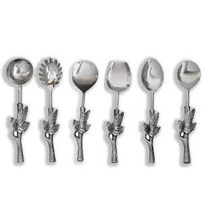 Set de service décoratif en métal Set de service à salade en acier inoxydable argent et or avec poignée en résine design - Product Image 3