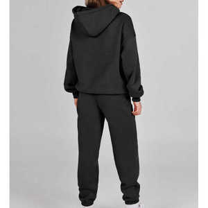 Chándal de otoño para mujer, ropa de calle, sudaderas informales, conjunto de 2 piezas, Conjunto de sudadera deportiva sólida de gran tamaño para mujer, conjuntos de pantalones para mujer - Product Image 2