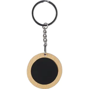 Portachiavi Personalizzato in Bambù con Incisione, Gadget Promozionale Personalizzabile con Moschettone - Product Image 1