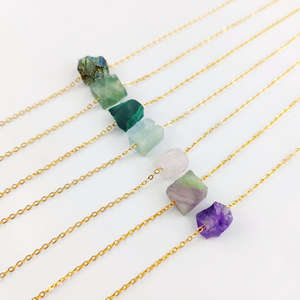 สร้อยคอ Peridot ดิบ 10-12 มม.คริสตัล Peridot ดิบ 18K ทอง Vermeil 925 เงินสเตอร์ลิง 18 + 2 นิ้วสายต่อสร้อยคอสร้อยคอ - Product Image 3