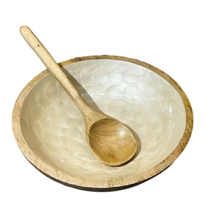 Tazón de niebla de marfil, ensaladera o madera con pinzas para servir, grande para frutas, cereales o pasta, juego de tazones grandes para mezclar - Product Image 2