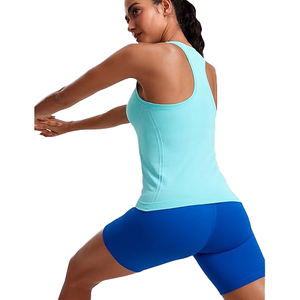 Camiseta deportiva sin mangas para mujer, de algodón y spandex, transpirable y elástica, para gimnasio. - Product Image 4