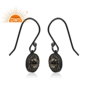 ต่างหูพลอยสีบุษราคัมและฮีมาไทต์สีขาวธรรมชาติเงินสเตอร์ลิงต่างหูแบบห้อยผู้ผลิตเครื่องประดับตามสั่ง - Product Image 2