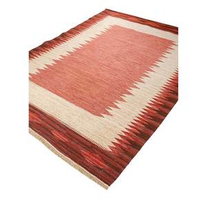 พรมขนสัตว์ขนาดใหญ่ Nayaab Classic ลายเรขาคณิต ทำมือ ขนาด 9x12 ฟุต สำหรับทางเข้าบ้าน-Paem-845 สีแดงและสีส้ม ทอแบบเรียบ - Product Image 2