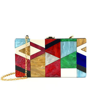 Sac à main de luxe en résine époxy brillante fait à la main boîte en acrylique sac de soirée avec art moderne pour les femmes à la mode accessoires de mode - Product Image 1