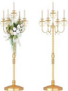 Grand candélabre antique doré avec support à bougie sculpté vintage pour un style de décoration intérieure intemporel - Product Image 5