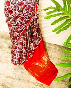 ผ้าส่าหรีพิมพ์ลายผ้าไหมหรูหราสำหรับงานแต่งงานแบบลำลองสำหรับทุกเพศเสื้อผ้าปากีสถาน - Product Image 4