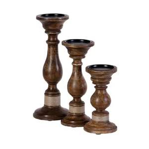 Noël décoratif moderne fer et bois bougie pilier titulaire couleur or Design classique bougeoir pour la décoration intérieure - Product Image 1