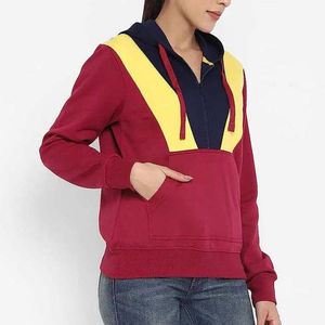 Ropa de calle de Invierno para mujer Casual Quarter Zip Hoodie Logotipo personalizado Sudadera de medio tamaño con bordado 3D Posición del logotipo frontal - Product Image 4