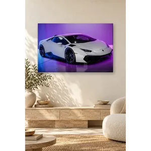 Fida White Lamborghini Huracan in Purple Light <b>Canvas</b> Print - Product Image 1